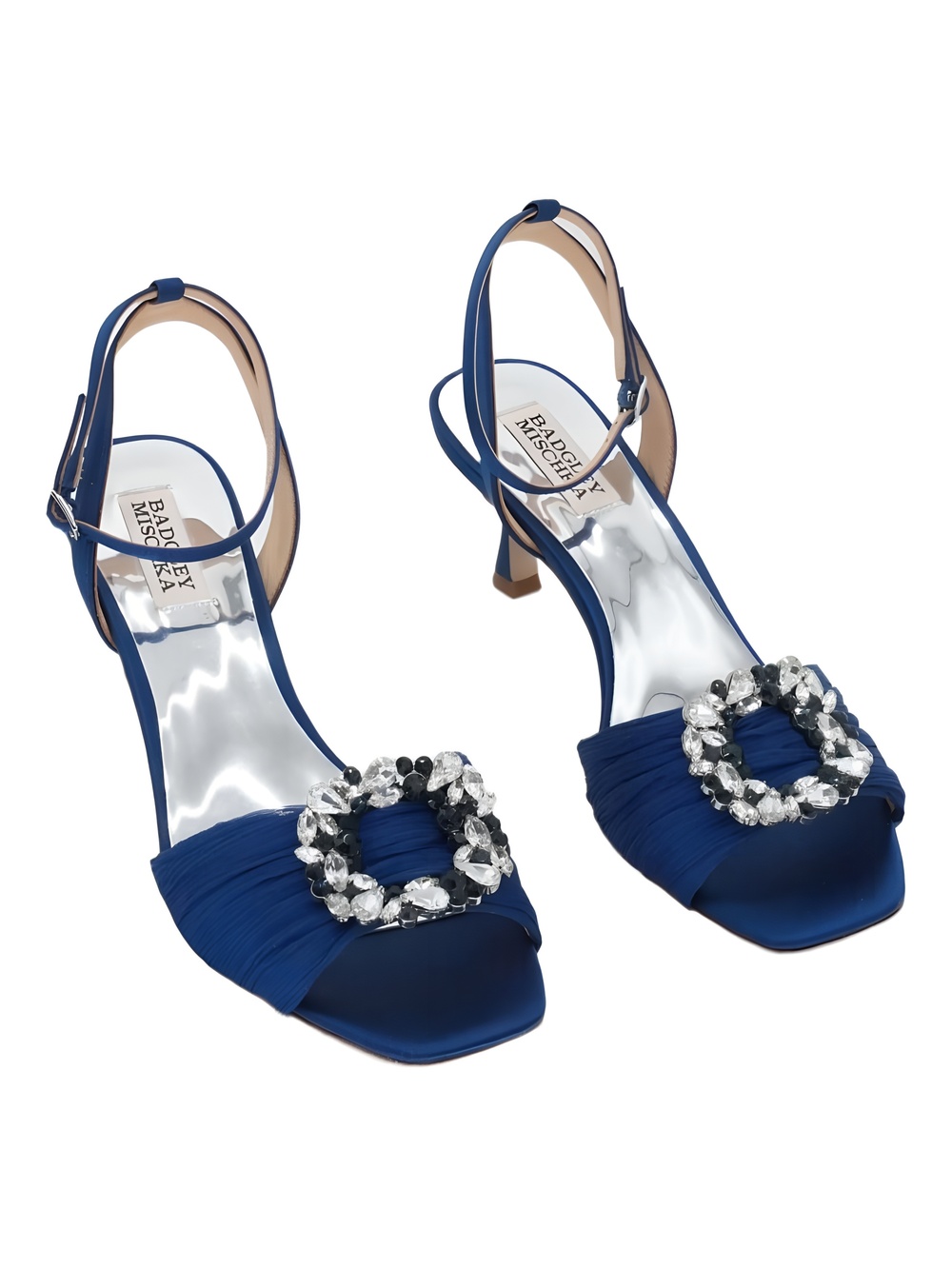 Badgley Mischka NIMAH Heeled Sandal Navy Satin Size 7.5
